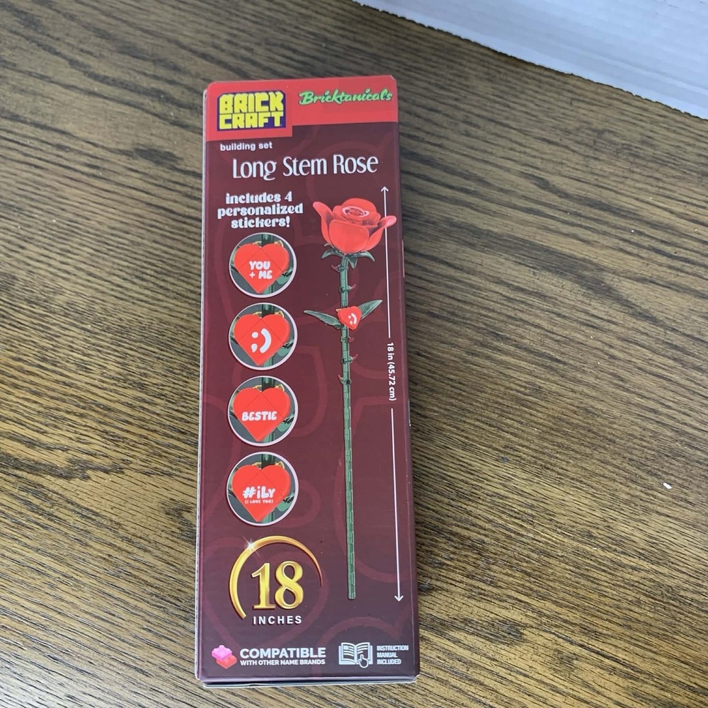 Brickcraft Bricktanicals Red Long Stem Rose 79 Piece Building Set